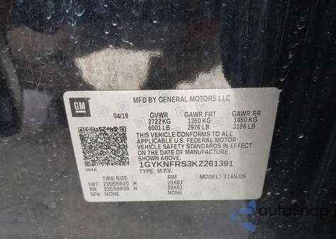 2019 Cadillac Xt5 Premium Luxury from USA, damaged, VIN 1GYKNFRS3KZ261391